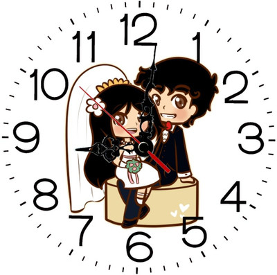 28% OFF on Ellicon 187 Just Married Couple Analog Wall Clock White