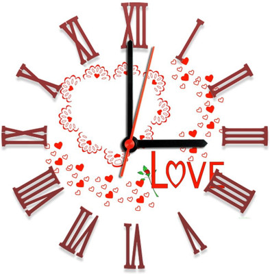 28% OFF on Ellicon 139 Love Red Hearts Analog Wall Clock White