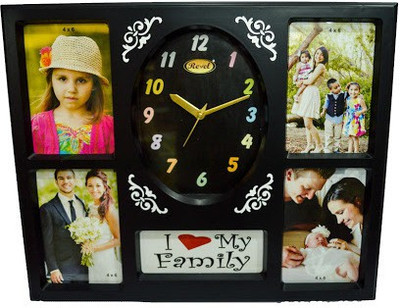 20% OFF on Revel Family Photo Frame Analog Wall Clock Black