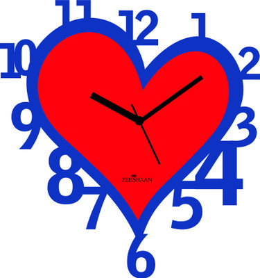 Zeeshaan Hearty Numbers Red And Blue Analog Wall Clock Red, Blue