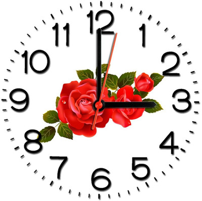 28% OFF on Ellicon 395 Red Rose Analog Wall Clock White 28% OFF on Ellicon 395 Red Rose Analog Wall Clock White