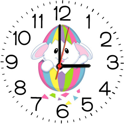 23% OFF on Ellicon B156 Easter Cute White Bunny Analog Wall Clock White