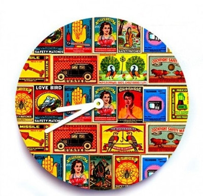 Roti Kapda Makaan Match_Box Analog Wall Clock Multicolor