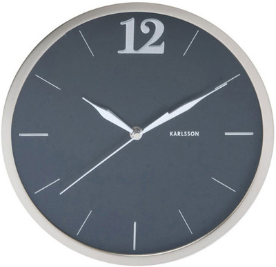 Karlsson Big 12 Round Steel Polished Analog Wall Clock Silver Karlsson Big 12 Round Steel Polished Analog Wall Clock Silver