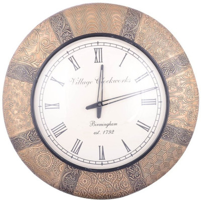 Sheela's Arts & Crafts Designer Analog Wall Clock Brown, Black