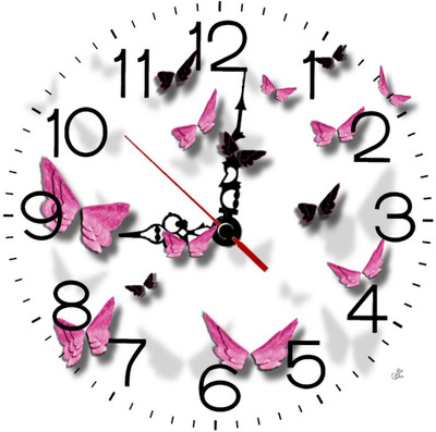 28% OFF on Ellicon 77 Butterfly Analog Wall Clock White