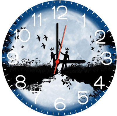 23% OFF on Ellicon B353 Cute Couple Cartoon Analog Wall Clock White