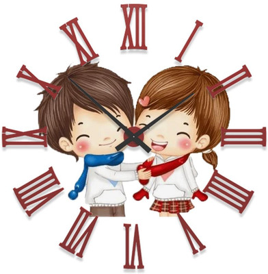 28% OFF on Ellicon 48 Cute Couple Analog Wall Clock White