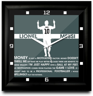 50% OFF on ShopMantra Lionel Messi Quote Minimal Square Analog Wall Clock Black