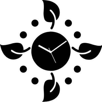 Zeeshaan Polka Leaves Black Analog Wall Clock Black
