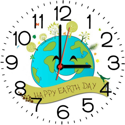 23% OFF on Ellicon B242 Earth Day Cartoon Analog Wall Clock White