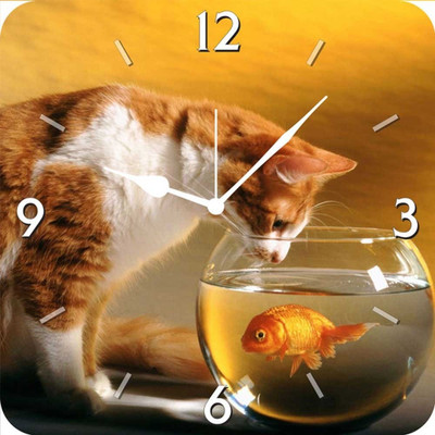 50% OFF on FurnishFantasy Cat and Fish Analog Wall Clock Multicolor 50% OFF on FurnishFantasy Cat and Fish Analog Wall Clock Multicolor