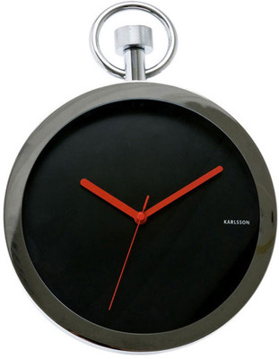 Karlsson Pocket Watch Chrome Analog Wall Clock Black Karlsson Pocket Watch Chrome Analog Wall Clock Black