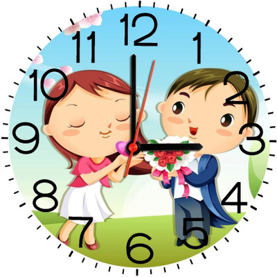 23% OFF on Ellicon B366 Cute Couple Analog Wall Clock White