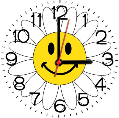 28% OFF on Ellicon 298 Smiley Face Flower Analog Wall Clock White