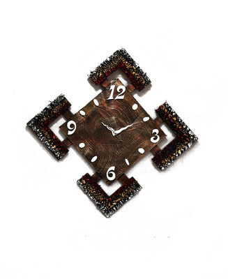 13% OFF on Krafthub Square Shape with Wooden Work Analog Wall Clock Copper Brown 13% OFF on Krafthub Square Shape with Wooden Work Analog Wall Clock Copper Brown