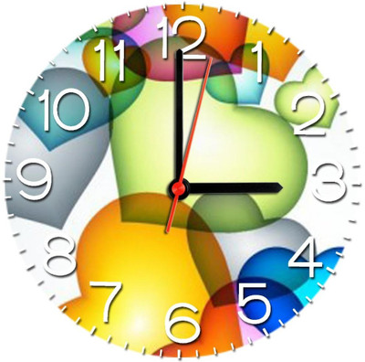 28% OFF on Ellicon 379 Transparent Heart Background Analog Wall Clock White