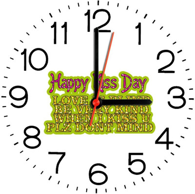 28% OFF on Ellicon 287 Happy Kiss Day Analog Wall Clock White