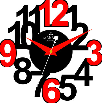 Manala Times Acrylic Fancy Analog Wall Clock Black, Red