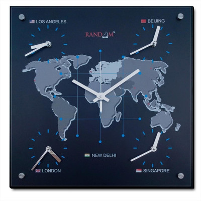 Random World Clock Analog Wall Clock Multicolor