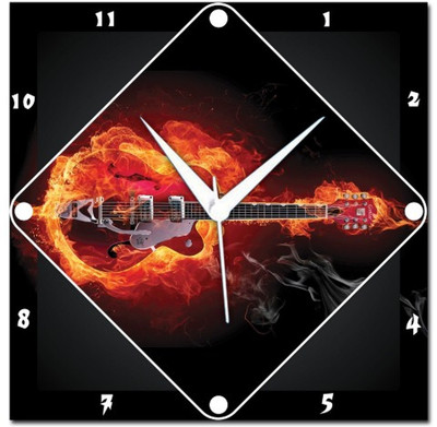 72% OFF on Amore Guitar On Fire Analog Wall Clock Multicolor