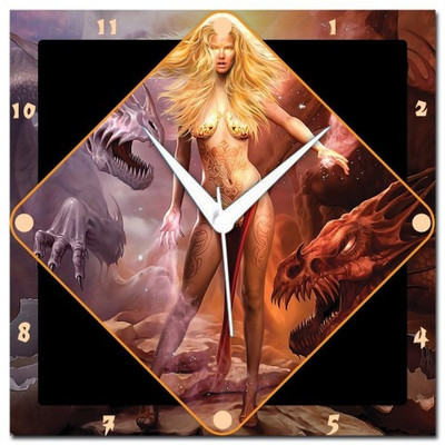 70% OFF on WebPlaza Girl With Dragons Analog Wall Clock Multicolor