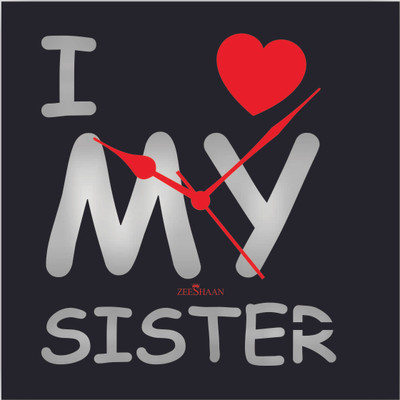 Zeeshaan I Love My Sister Black Analog Wall Clock Black