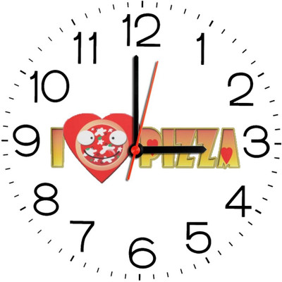 23% OFF on Ellicon B102 I Love Pizza Smiley Face Analog Wall Clock White