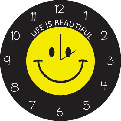14% OFF on Everyday Gifts Smiely with Quote Analog Wall Clock Black