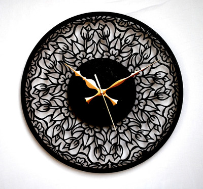 Kwardrobe Floral Round Analog Wall Clock Black Kwardrobe Floral Round Analog Wall Clock Black