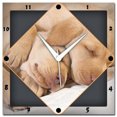 83% OFF on Amore Two Puppies Analog Wall Clock Multicolor