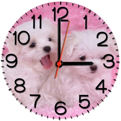 28% OFF on Ellicon 367 Two Tired Puppies Analog Wall Clock White