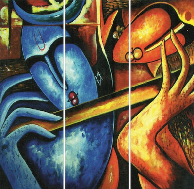 50% OFF on Go Hooked Brown And Blue Mdf 3 Panel Wallpaper