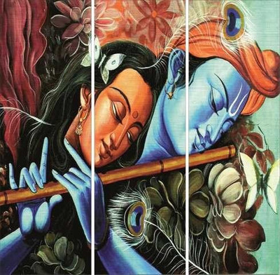 50% OFF on Go Hooked Blue And Brown Mdf 3 Panel Wallpaper