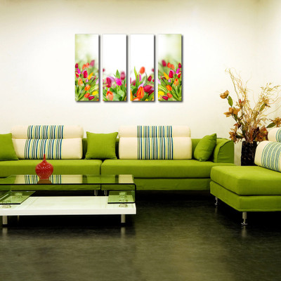 33% OFF on 999Store Multiple Frames Printed Groups of Flower like Modern Wall Art Painting - 4 Frames (127x76 Cm)