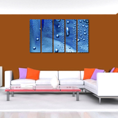 34% OFF on 999Store Multiple Frames Printed Water Drops like Modern Wall Art Painting - 5 Frames (148 X 76 Cms)