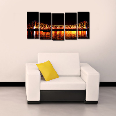 16% OFF on 999Store Multiple Frames Printed Howrah Bridge like Modern Wall Art Painting - 5 Frames (148 X 76 Cms)