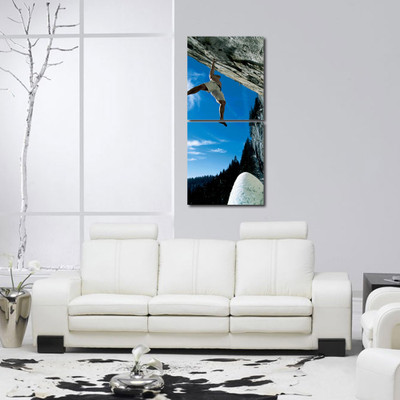 55% OFF on 999Store Multiple Frames Printed Man lift at mount Modern Wall Art Painting -2 Frames (76x25 cm)