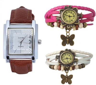 Jack Klein JK J01128 VNTG WHT PNK Analog Watch - For Men, Women