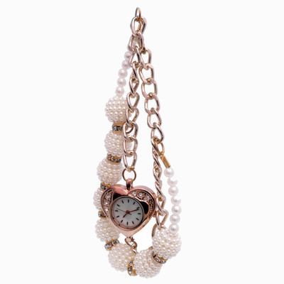 SHH White Moti Bracelet Analog Watch - For Women