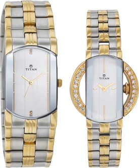Titan Bandhan Analog Watch - For Couple (Gold, Silver)