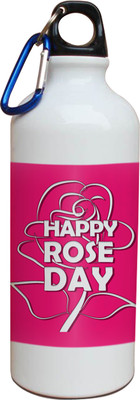 55% OFF on Tiedribbons Happy Rose Day Pink Background Sipper 600 ml Water Bottle