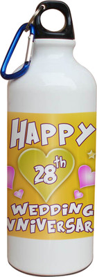 54% OFF on Tiedribbons 28th Happy Anniversary White Travel 600 ml Water Bottle