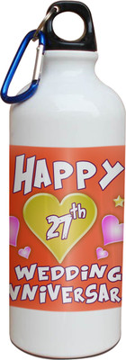 59% OFF on Tiedribbons 27th Happy Anniversary White Travel 600 ml Water Bottle