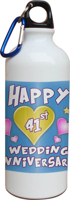 63% OFF on Tiedribbons 41st Happy Anniversary White Travel 600 ml Water Bottle