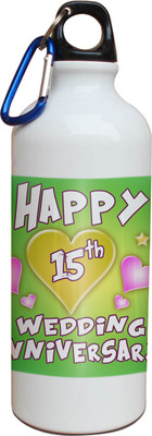 59% OFF on Tiedribbons 15th Happy Anniversary White Travel 600 ml Water Bottle