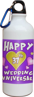 63% OFF on Tiedribbons 37th Happy Anniversary White Travel 600 ml Water Bottle