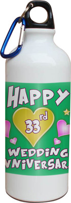 59% OFF on Tiedribbons 33rd Happy Anniversary White Travel 600 ml Water Bottle
