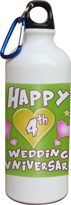 63% OFF on Tiedribbons 4th Happy Anniversary White Travel 600 ml Water Bottle