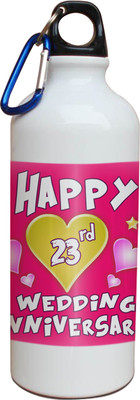 54% OFF on Tiedribbons 23rd Happy Anniversary White Travel 600 ml Water Bottle